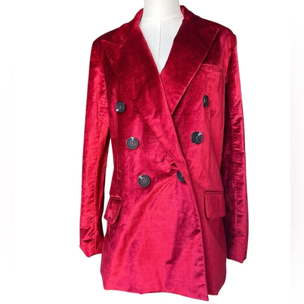 Free People Women's Velvet Ashby Blazer Cherry Juice Small